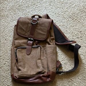 Brown Canvas Backpack